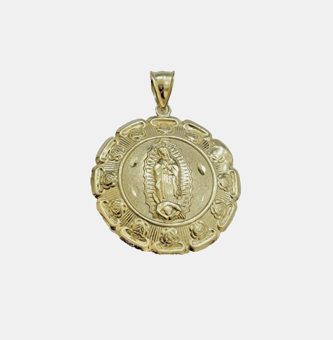 Real 10k Jesus Virgin Mary Charm Pendant Yellow Gold 1.8 Inch Chain Necklace New - GoldenlinQ